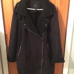 Black Moto Style Winter Jacket